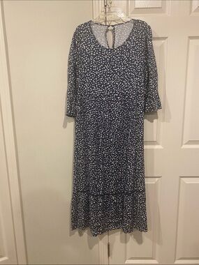 Women's light Blue/ gray Polka Dot Midi Dress